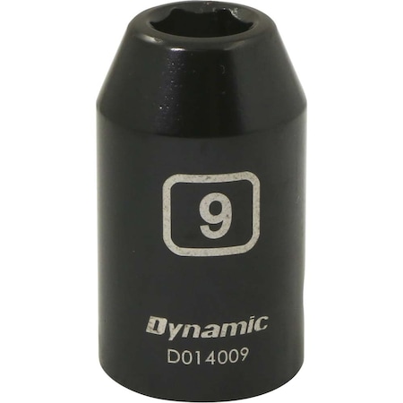Dynamic 1/2" Drive Standard Socket, Black Phosphate, Tools 1/2" Drive 6 Point Metric, 9mm Standard Length D014009